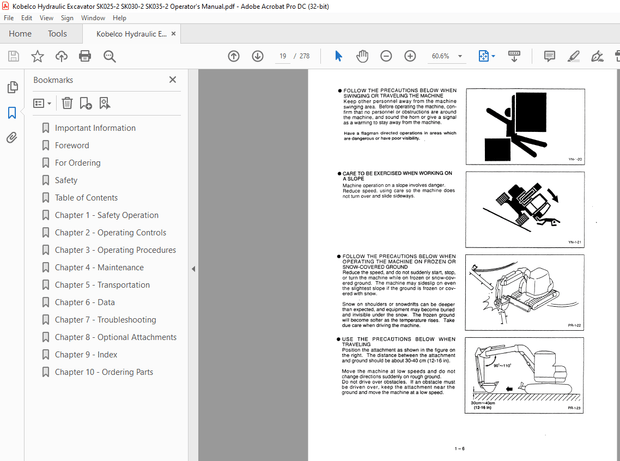 Kobelco SK025-2 SK030-2 SK035-2 Hydraulic Excavator Operator’s Manual – PDF DOWNLOAD
