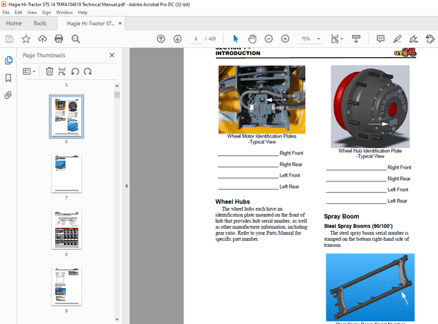 Hagie Hi-Tractor STS 14 Technical Manual 493686 – PDF DOWNLOAD