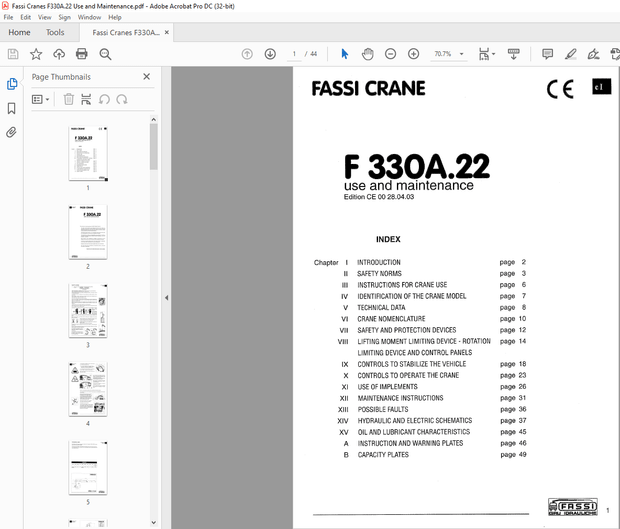 Fassi Crane F330A.22 Use and Maintenance Manual – PDF DOWNLOAD