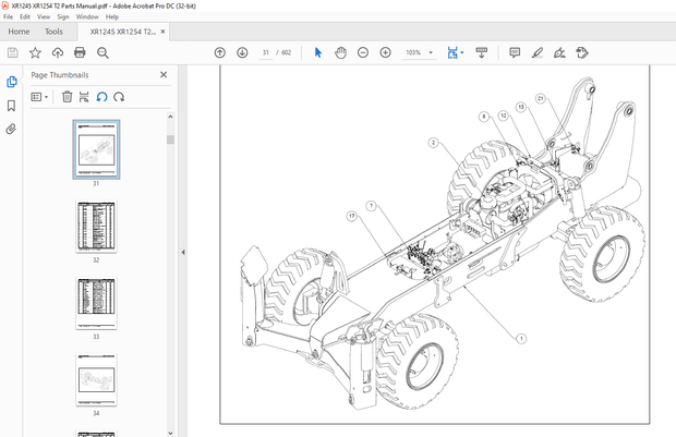 Xtreme Telehandler XR1245-1254 T2 Parts Manual – PDF DOWNLOAD