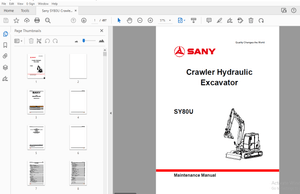 Sany SY80U Crawler Hydraulic Excavator Maintenance Manual 20200608 – PDF DOWNLOAD