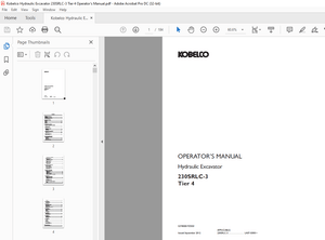 Kobelco 230SRLC-3 Tier 4 Hydraulic Excavator Operator’s Manual – PDF DOWNLOAD