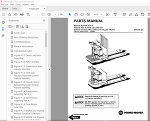 BT Prime-Mover MX50 RX50 Electric Low Lift Pallet Truck Parts Manual - PDF DOWNLOAD