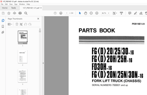 Komatsu Forklift FG (D)20/25/30-11 FG (D) 20H/25H-11 F030H-11 FG (D) Parts Manual - PDF DOWNLOAD