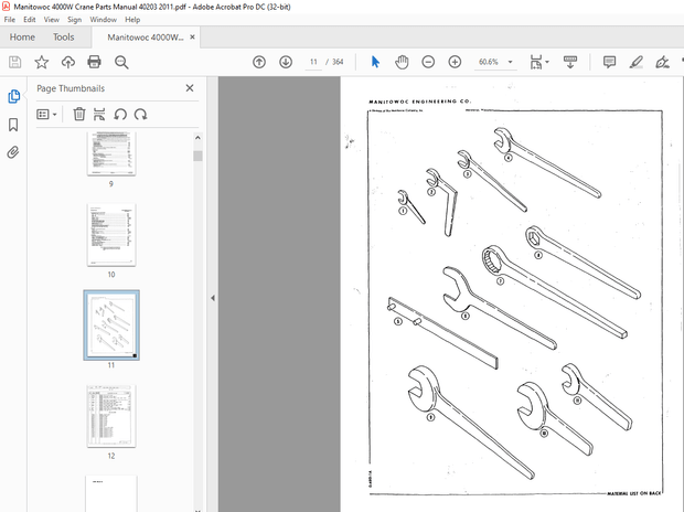 Manitowoc Crane 4000W Parts Manual SN 40203 – PDF DOWNLOAD