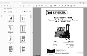Drexel R60-SL CBD SwingMast Forklift Parts Manual 1422981 – PDF DOWNLOAD