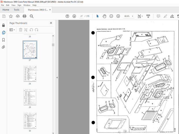 Manitowoc Traditional Crane 3900 Parts Manual SN 39588 – PDF DOWNLOAD