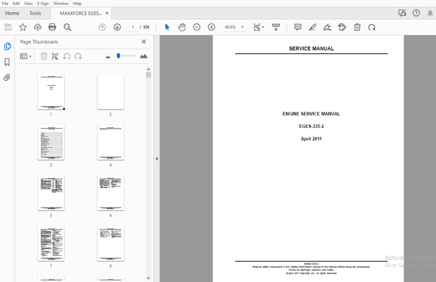 MAXXFORCE EGES-335-2 DT, 9, 10 ENGINE SERVICE MANUAL 2011 – PDF DOWNLOAD