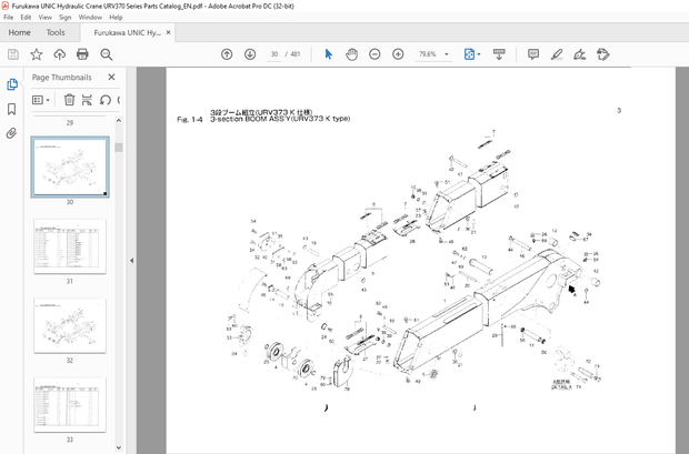 FURUKAWA UNIC HYDRAULIC CRANE URV370 Series Parts Manual SN F100001 PDF DOWNLOAD