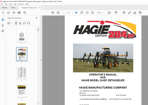 Hagie Hi-Tractor 204SP DETASSELER Operator’s Manual 493435 – PDF DOWNLOAD
