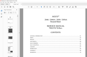 AGCO NA 2846 2846A 2856 2856A Round Baler Service Manual 79033767B – PDF DOWNLOAD