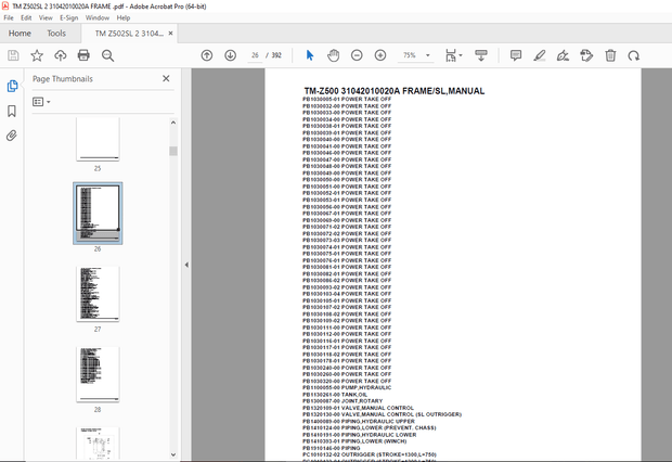 Tadano Crane TM-Z500 31042010020A FRAME/SL, Parts Manual - PDF DOWNLOAD