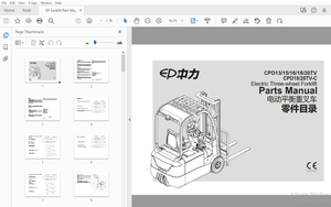 EP CPD13/15/16/18/20TV CPD18/20TV-C Electric Three-wheel Forklift Parts Manual – PDF DOWNLOAD