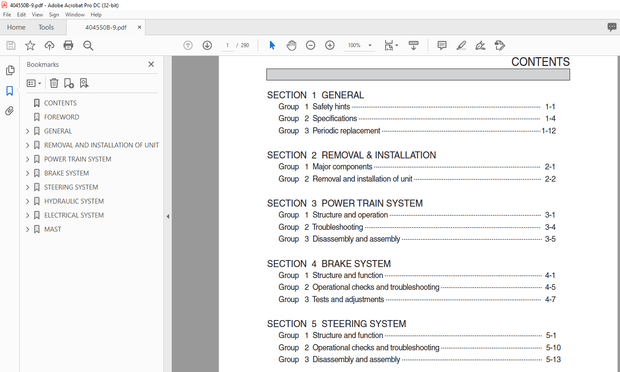Hyundai Forklift 40B-9 45B-9 50B-9 Service Manual – PDF DOWNLOAD