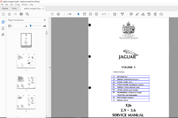 Jaguar XJ6 2.9-3.6 Service Volume 1 Manual - PDF DOWNLOAD
