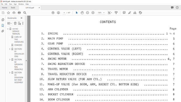 Hitachi Hydraulic Excavator UH143 service Manual – PDF DOWNLOAD