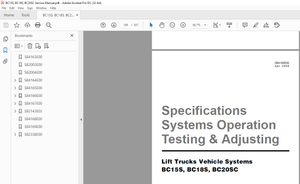 Daewoo Doosan Forklift BC15S to BC20SC Service Manuals SB4163E00 - PDF DOWNLOAD
