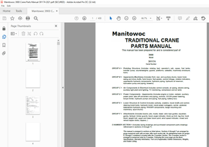 Manitowoc Traditional Crane 3900 Parts Manual SN 391174 – PDF DOWNLOAD