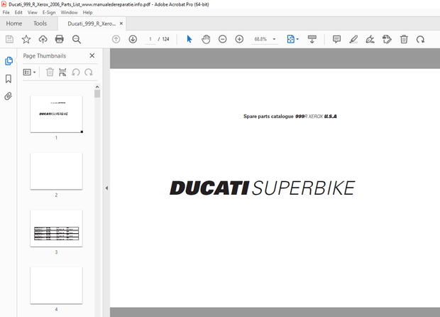 Ducati Superbike 999R Parts Manual PN 91512432A - PDF DOWNLOAD 