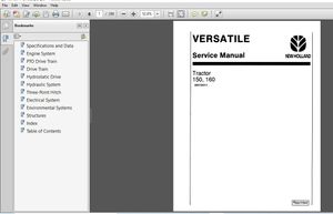New Holland Versatile 150, 160 Tractor Service Repair Manual (40015011) New Holland Versatile 150