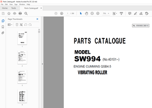 Sakai Vibrating Roller SW994 ENGINE CUMMINS QSB4.5 PARTS CATALOGUE Manual