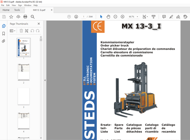 STILL STED Forklift 13-3 I Order picker truck Spare Parts List Manual – PDF DOWNLOAD