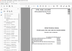 John Deere Dump Trucks 370E 410E 460E Repair Technical Manual TM12408 - PDF DOWNLOAD