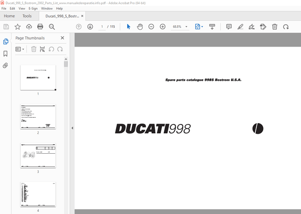 Ducati 998S 2002 Parts Manual 915.1.152.1A - PDF DOWNLOAD 