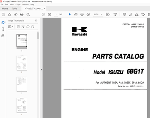 Kawasaki AUTHENT 70ZA, А-2, 70ZIV, IV-2, 65DA ISUZU 6BG1T Engine Parts Manual PDF