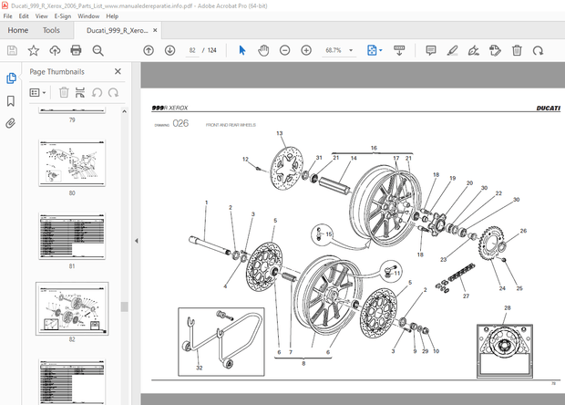 Ducati Superbike 999R Parts Manual PN 91512432A - PDF DOWNLOAD 