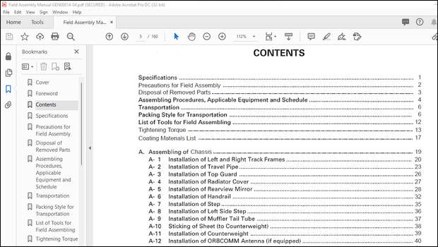 Komatsu HYDRAULIC EXCAVATOR PC750 -7 PC750SE-7 PC800-7 PC750LC-7 PC800SE-7 Field Assembly Manual PDF