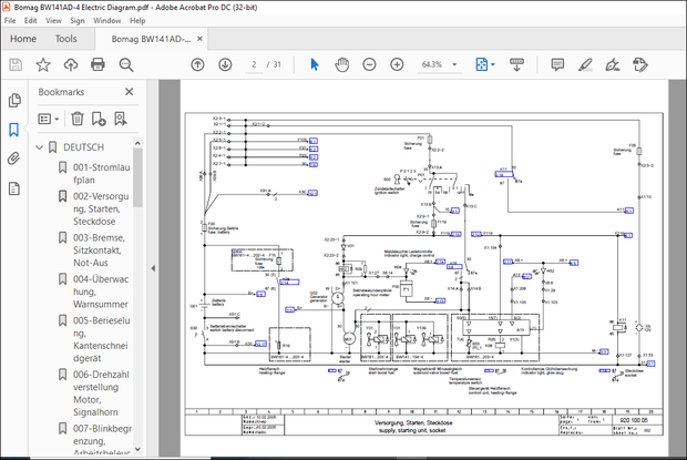 Bomag BW141AD-4 Electric Schematic Diagram Manual – PDF DOWNLOAD