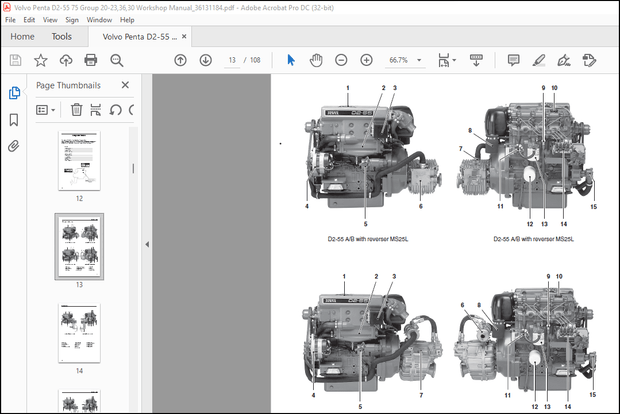 Volvo Penta D2-55 D2-75 Group 20-23,36,30 Workshop Manual 36131184 – PDF DOWNLOAD
