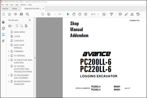 Komatsu Avance PC200LL-6 PC220LL-6 Logging Excavator Shop Manual CEBM005700 – PDF DOWNLOAD