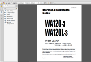 Komatsu WA120-3 WA120L-3 Wheel Loader Operation &amp; Maintenance Manual  - PDF