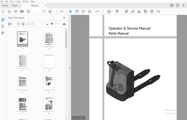 Hyundai Forklift 18EP Operator, Service &amp; Parts Manual – PDF DOWNLOAD