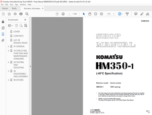 Komatsu Dump Truck HM350-1 Shop Manual SEBM030305 – PDF DOWNLOAD