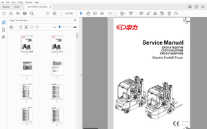 EP CPD15/18/20TV8 CPD15/18/20TW8 CPD15/18/20FVD8 Electric Forklift Truck Service Manual 