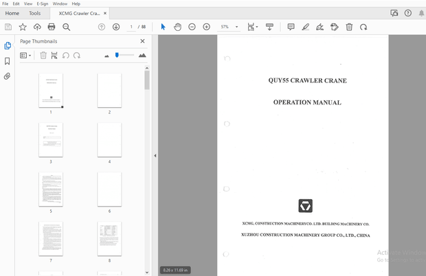XCMG Crawler Crane QUY55 Operation Manual – PDF DOWNLOAD