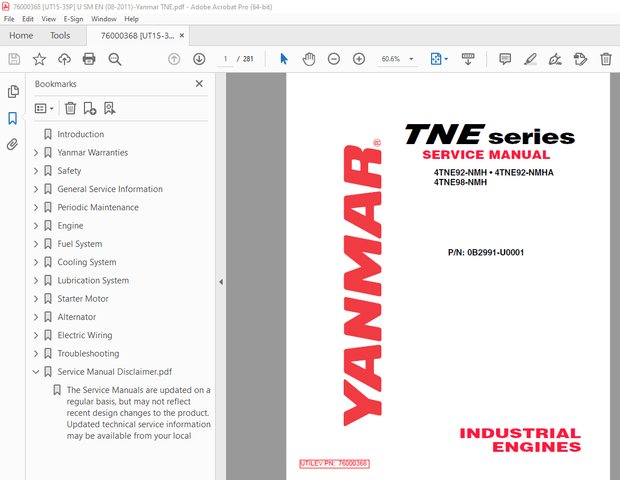 Yanmar 4TNE92-NMH 4TNE92-NMHA 4TNE98-NMH Series Service Manual PDF