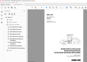 Ammann ARS 130 Single Drum Roller Parts Catalogue Manual 3030691 - PDF