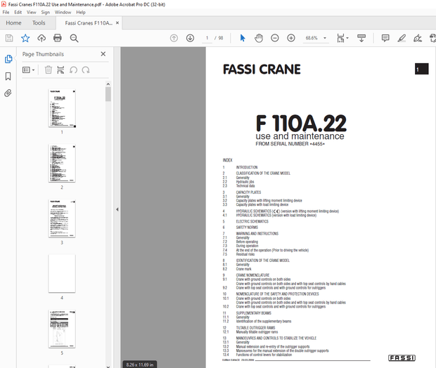Fassi Cranes F110A.22 Use and Maintenance Manual – PDF DOWNLOAD