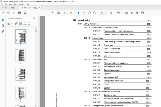 Liebherr Wheel loaders L 580-1762 Service manual – PDF DOWNLOAD