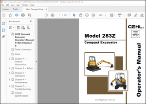 Gehl 283Z Compact Excavator Operator’s Manual 918254 – PDF DOWNLOAD