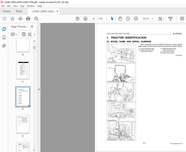 Kubota Tractor L3240 L3540 L4240 L5240 L5740 Workshop Manual – PDF DOWNLOAD