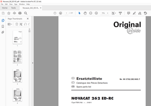 Pottinger Tractor Mower NOVACAT 262 ED-RC Operating instructions List of spare parts Manual PDF 