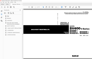 Sakai Soil Roller SV400-2 Series SV400D-2 SV400T-2 SV400TF-2 SV400TB-2 SV400FB-2 Operator Manual 