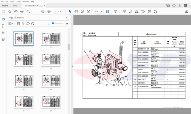 EP 16t Counterbalance Internal Combustion Forklift Truck Parts Manual – PDF DOWNLOAD