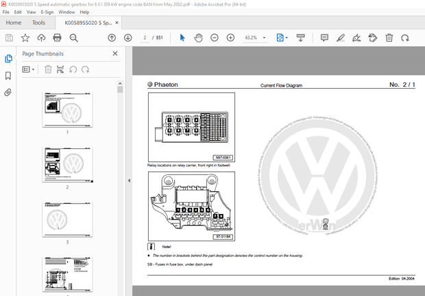 Volkswagen Phaeton 2001-2008 Circuit Wiring Diagram Manual - PDF DOWNLOAD
