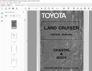 Toyota Land Cruiser 2F &amp; B &amp; H Engine Chassis &amp; Body Repair Manual - PDF DOWNLOAD 
